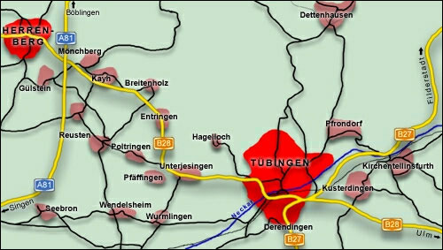 Anfahrt nach Tübingen